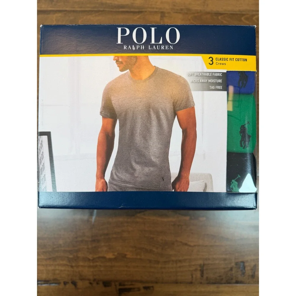 Polo Ralph Lauren 3 Pack Classic Fit Cotton Crew Neck T-Shirts Mens Medium NIB